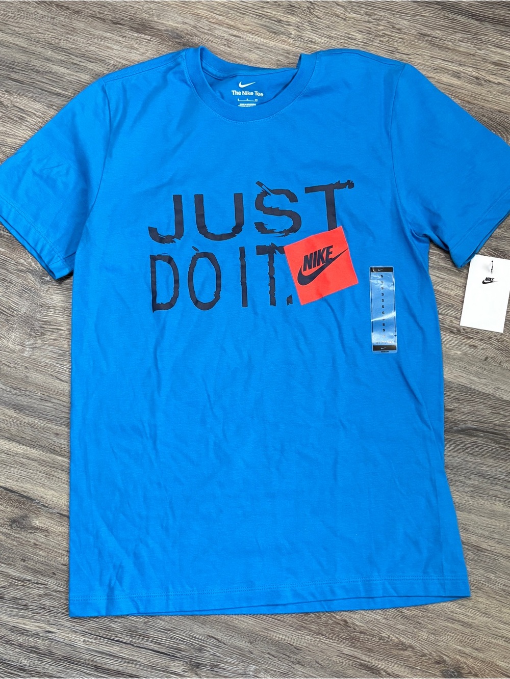 Nike Just Do It Blue Graphic Logo T Shirt NWT Small